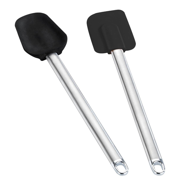 Lingura si spatula din silicon, manere din otel inoxidabil, Maximex