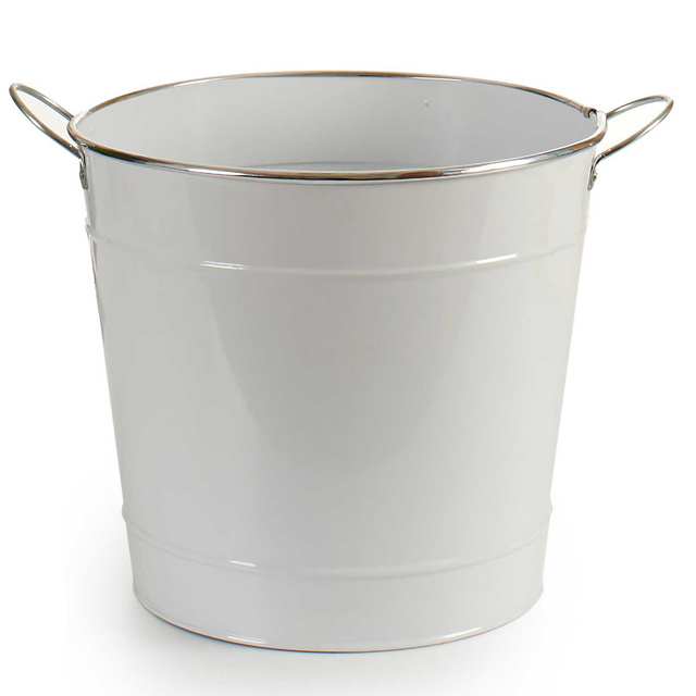 Husa ghiveci tip galeata, zinc, alb