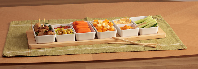 Boluri pentru gustări pe tavă din bambus LILY, 8 recipiente