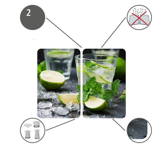Plăci de protecție din sticlă MOJITO pentru aragaz – 2 bucăți, WENKO, mojito