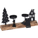 Candelabru pentru 2 lumânări tealight cu scenă de iarnă