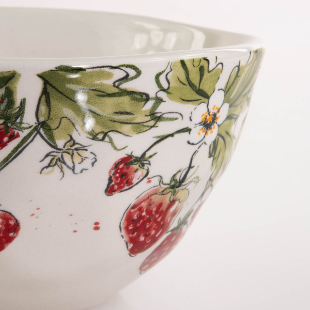 Bol ceramic pentru supa Strawberry, model capsuni, 540 ml