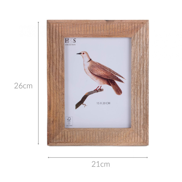 Rama de fotografii stând cu un cadru decorativ din lemn de mango, 21 x 26 x 2,5 cm