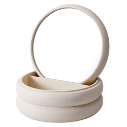 Cutie pentru bijuterii cu oglindă, 17,5 x 17,5 x 9 cm, ecru