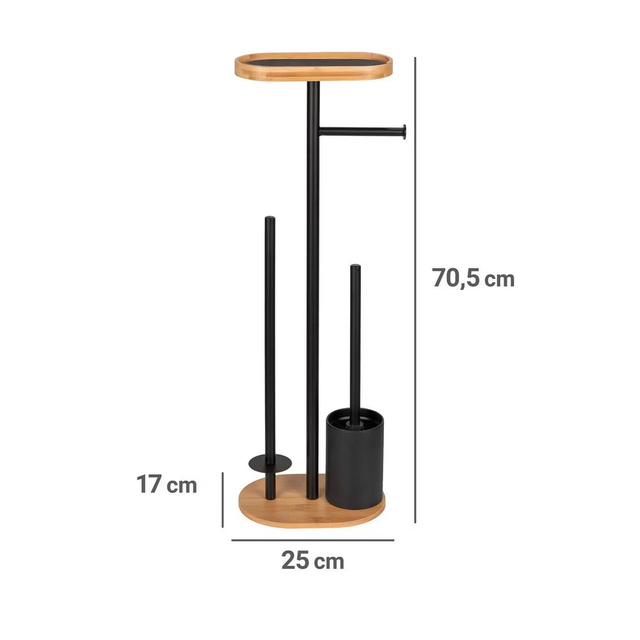 Suport hârtie igienică și perie WC cu poliță pentru telefon RIVALTA, 4în1