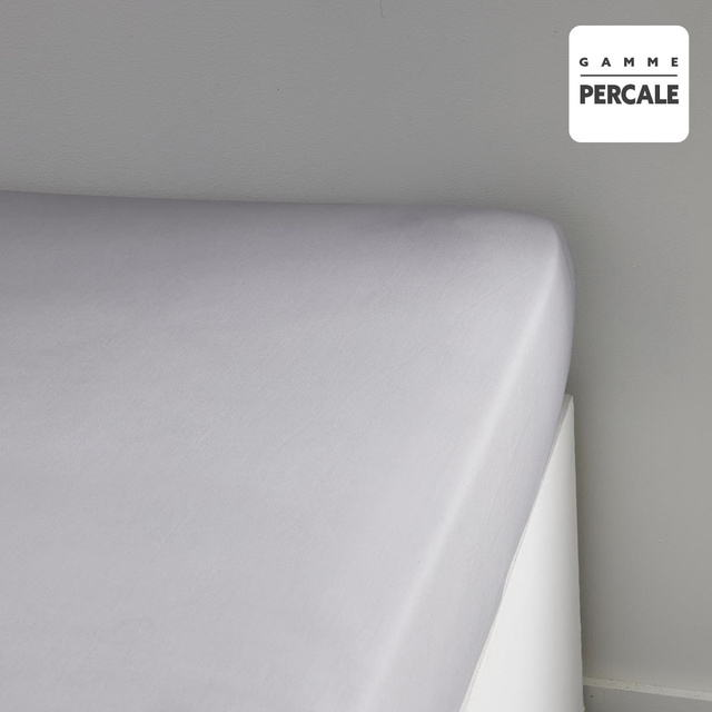 Cearsaf cu elastic, percal, uni, 180 x 200 cm