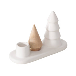 Candelabru pentru o singură lumânare NEVIA, brăduți din piatră și porțelan