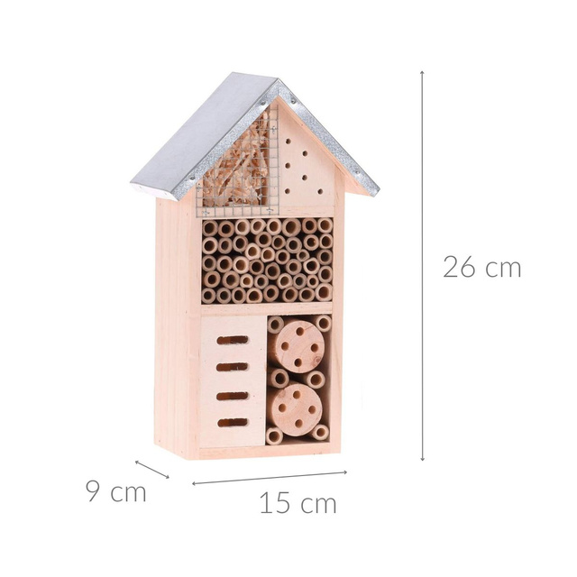 Casuta din lemn pentru insecte, 15 x 9 x 26 cm