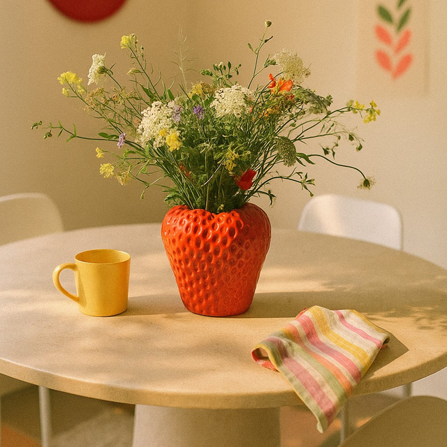 Vază ceramică „căpșună” MUZ, 16 cm