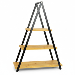 Pateră cu trei niveluri, cu rafturi din lemn, 53 cm