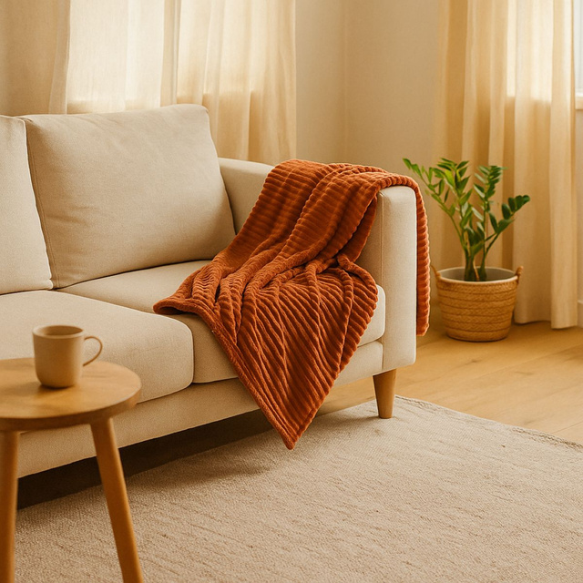 Pătură din flanel 160 x 130 cm, teracotă