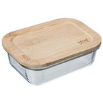 Recipient din sticlă, pentru alimente capac din bambus, 1 L