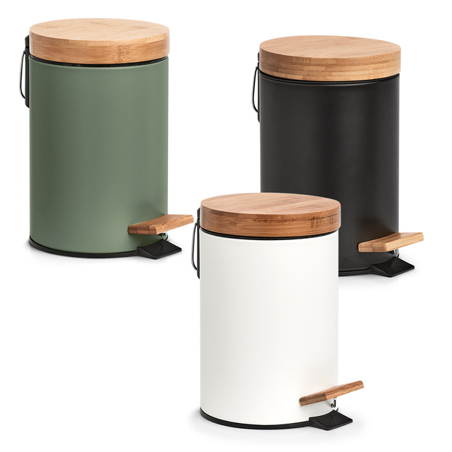 Cos pentru baie din metal si bambus, Ø 16,8 cm