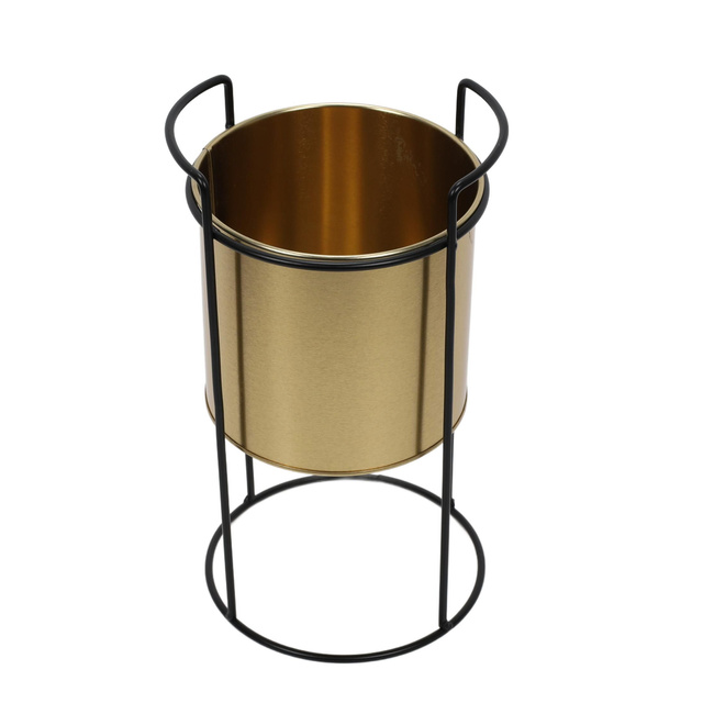 Ghiveci din metal auriu cu suport, înălțime 31 cm