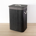 Coș de rufe negru din bambus, 80 l