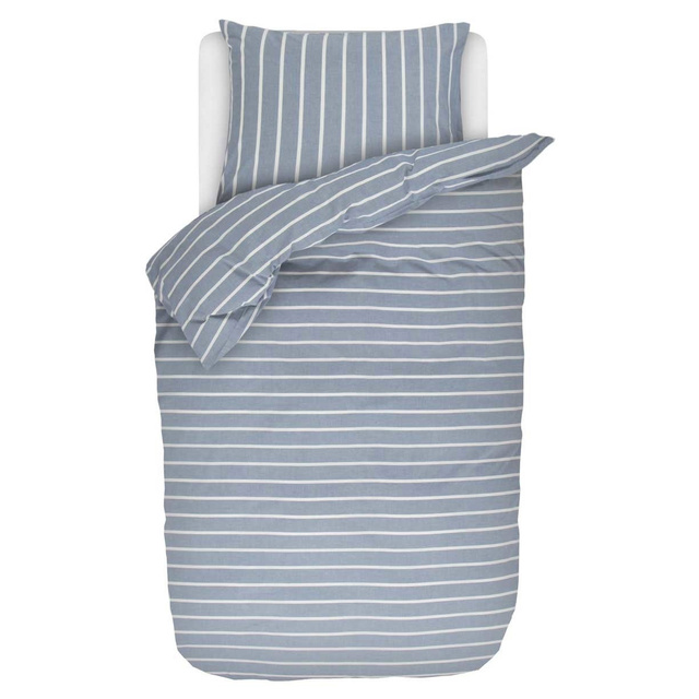 Lenjerie de pat decorativă din bumbac 100% de culoare albastră, fețe de pernă decorative, lenjerie de pat în dungi, Esprit, 140 x 220 cm