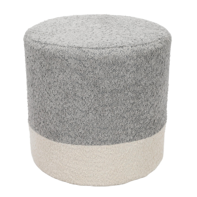 Puf rotund tapițat în două culori boucle, Ø 35 x 34 cm
