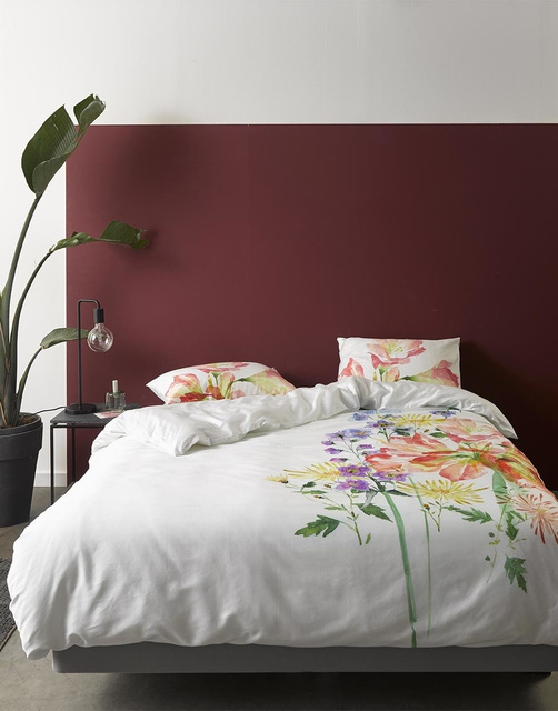 Set de lenjerie de pat din bumbac pentru 2 persoane, set de fețe de pernă satinate decorative, 100% bumbac - motiv floral, 200 x 220 cm, Essenza