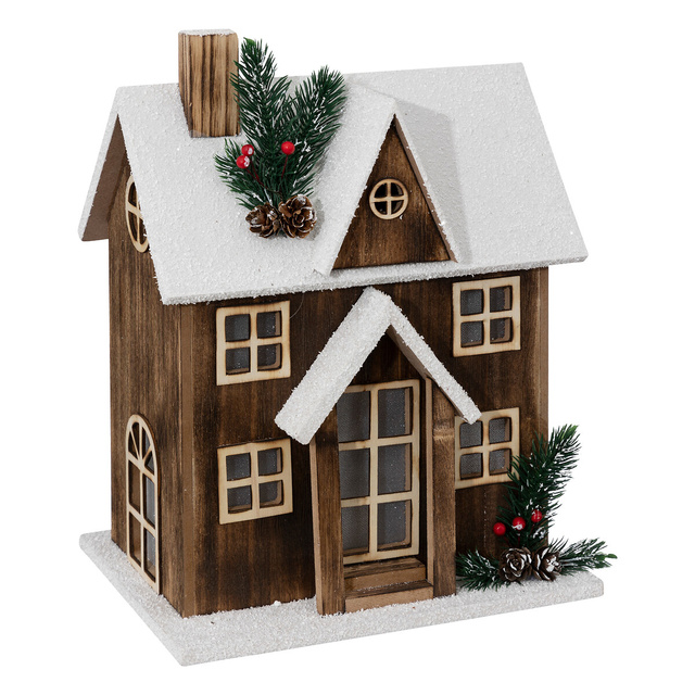 Figurina decoratiune de Craciun, casa cu iluminat LED, 33 cm