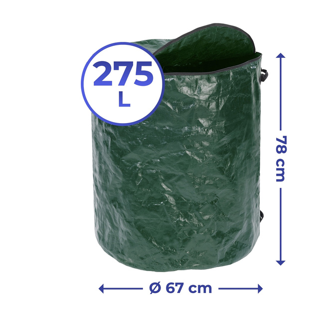 Geantă de grădină cu fermoar, geantă din poliester cu capac și 2 mânere - 275 l