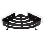 Raft de baie colțar pentru duș, din aluminiu, negru, 29,2 x 23,5 x 4 cm