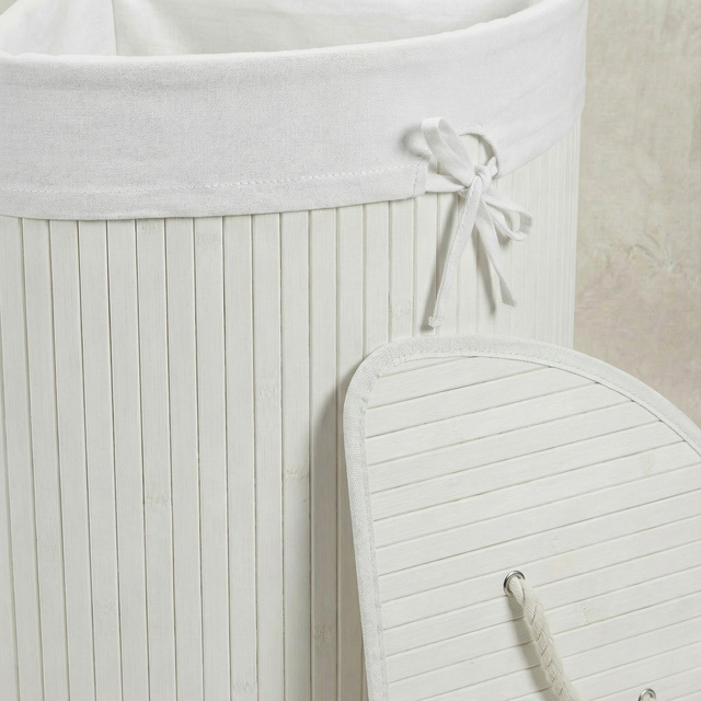 Coș de rufe colțar ARCO, bambus, 60 l, alb