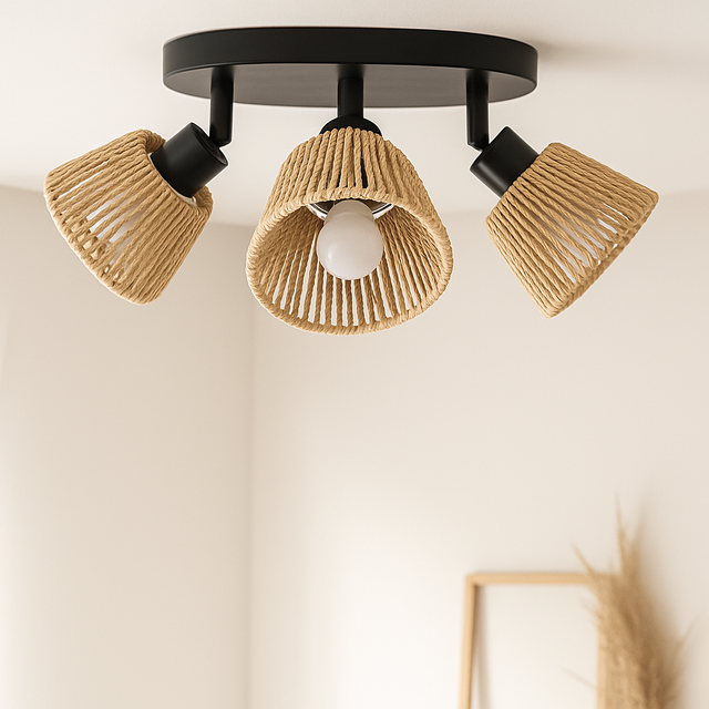 Lămpi de plafon MYHA 3 abajururi din hârtie împletită, 3 x Ø 25 cm