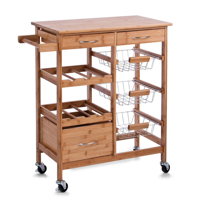 Carucior multifunctional pentru bucatarie, Maro, 84x66x36 cm, Zeller