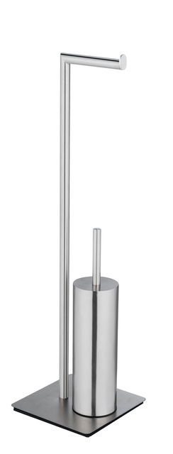 Perie WC cu suport hartie igienica RECCO, 2 în 1, Argintiu, 71,5x20 cm, WENKO