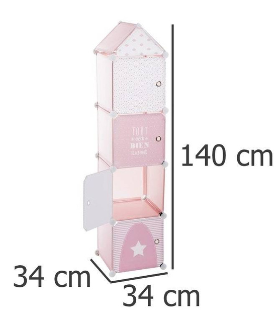 Organizator pentru obiecte mici pentru camera copiilor,  4 compartimente, 34 x 140 x 32 cm