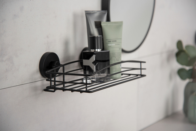 Raft de dus WENKO, metal, negru, Vacuum-Loc