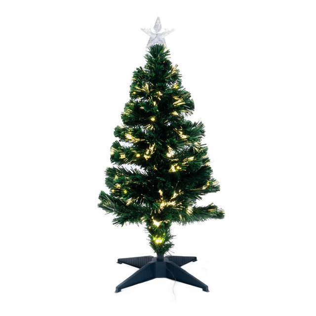 Brad decorativ din fibre optice, 90 cm