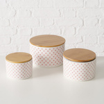 Set 3 recipiente
din ceramica
Lilly cu capac
din bambus, alb