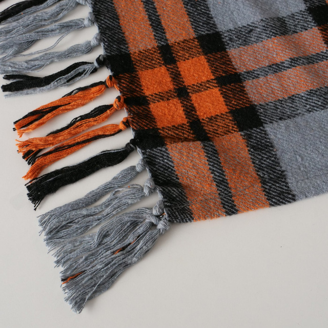 Pătură de bumbac cu franjuri KARO, 180 x 140 cm