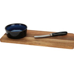 O planșă pentru servirea gustărilor, cu un vas și un cuțit