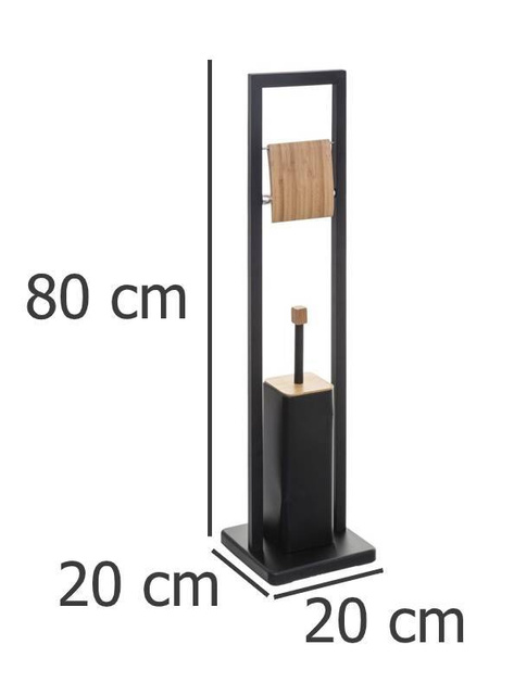 Perie de toaletă cu suport pentru hârtie igienică NATURELO, 2in1, negru