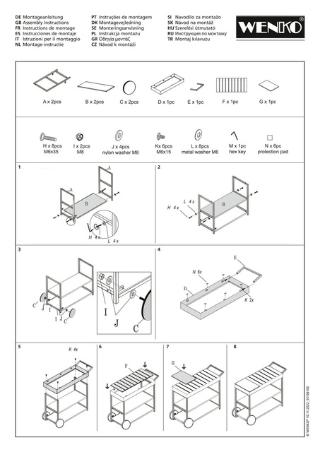 Carucior de servire din metal si lemn de salcam MIRO