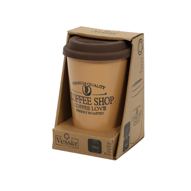 Cana de cafea pentru masina COFFEE SHOP, capac din silicon, 440 ml