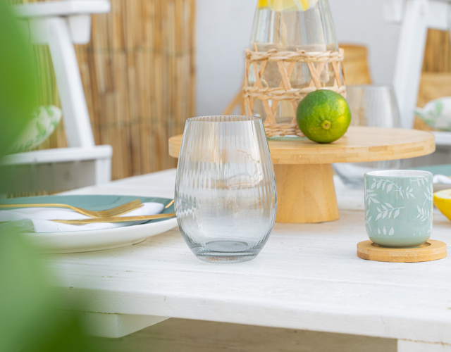 Pahare din ceramică cu suporturi de bambus, 4 buc, 130 ml