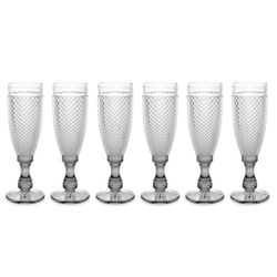 Set 6 pahare pentru sampanie cu model de cristal, 185 ml