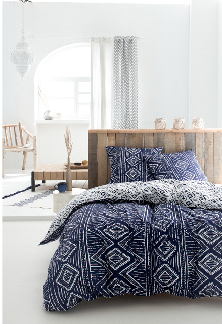 Lenjerie de pat din bumbac Geometry, reversibila, 220 x 240 cm