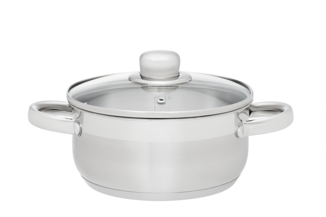 Oală din oțel cu capac din sticlă, 2 l