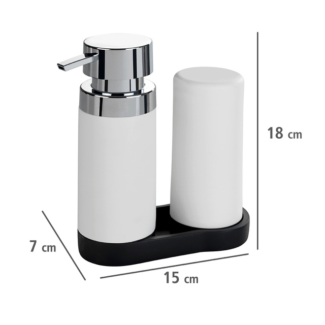 Dispenser săpun și recipient din silicon pentru lichide, set 2-în-1 pentru bucătărie sau baie - 250 ml, WENKO
