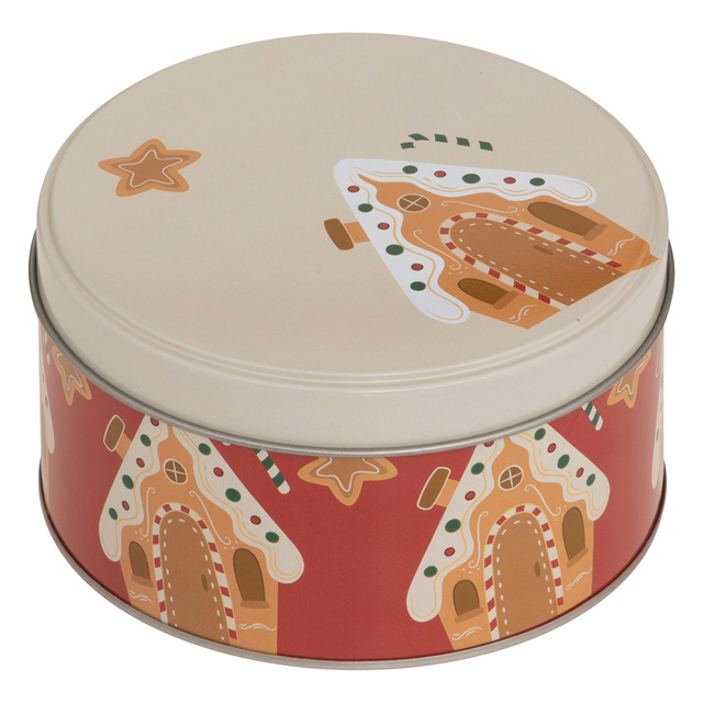 Recipient rotund pentru biscuiți, metal, 3 bucăți, roșu