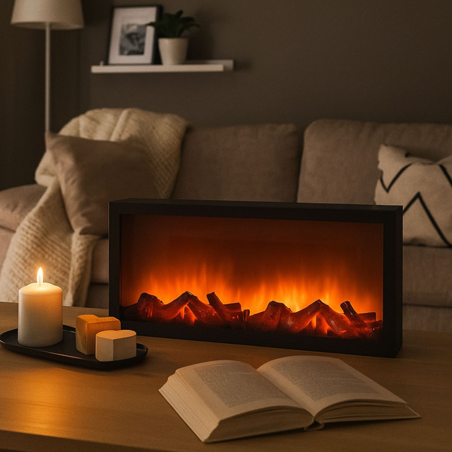 Șemineu cu LED artificial, decorare de Crăciun, 57 x 25 cm