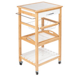 Cărucior de bucătărie pe roți FINJA, lemn de bambus si MDF, Alb, WENKO