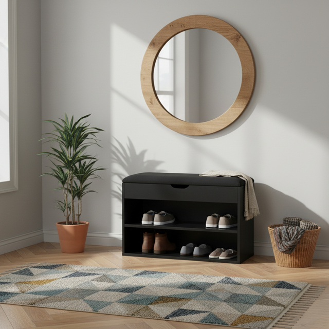 Dulap pentru pantofi cu loc de șezut LEVA, 60 x 30 x 47 cm