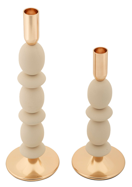 Set de 2 suporturi pentru lumânări SHUTTLE cu design modern, înălțimi 25 cm & 33 cm