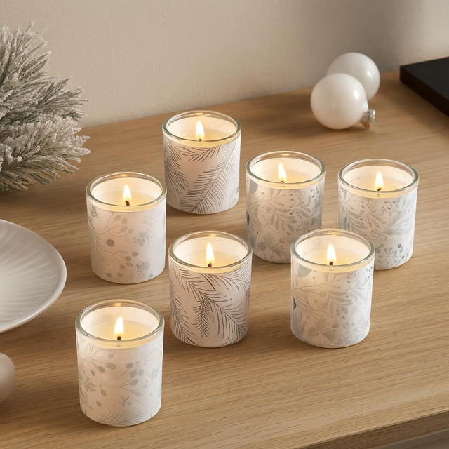 Lumanari parfumate cu imprimeu Craciun, Ø 4,5 cm, 6 buc.