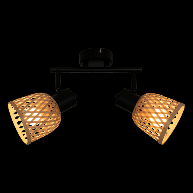 Lămpi de tavan LIO 2 abajururi din bambus împletit, 2 x Ø 17 cm